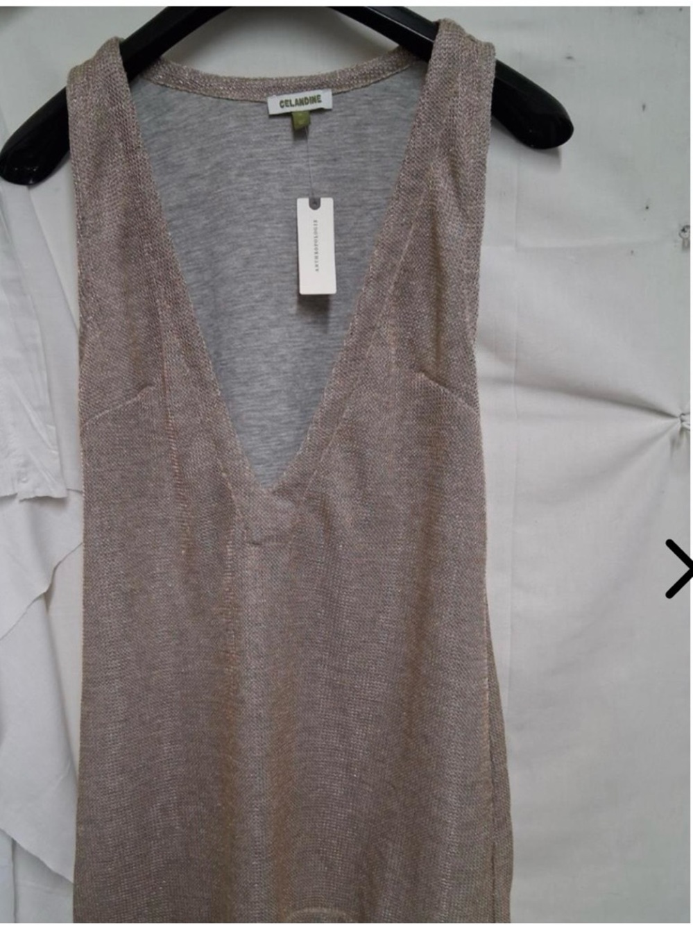 nwt Anthropologie Metallic Taupe V-Neck Knit Tank
